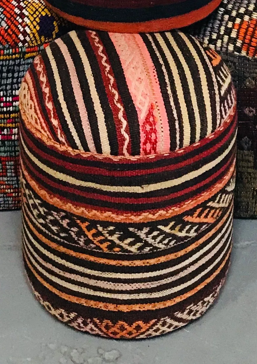 Cylinder Shaped Kilim Pouf (solid)
