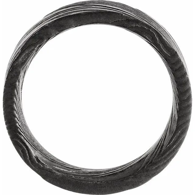 Damascus Steel 8 mm Flat Black Patterned Band
