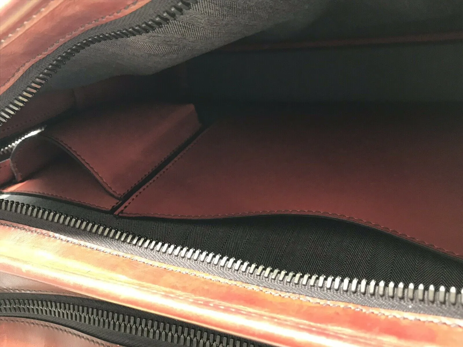 Deux Jours Large Leather Briefcase Vermillion