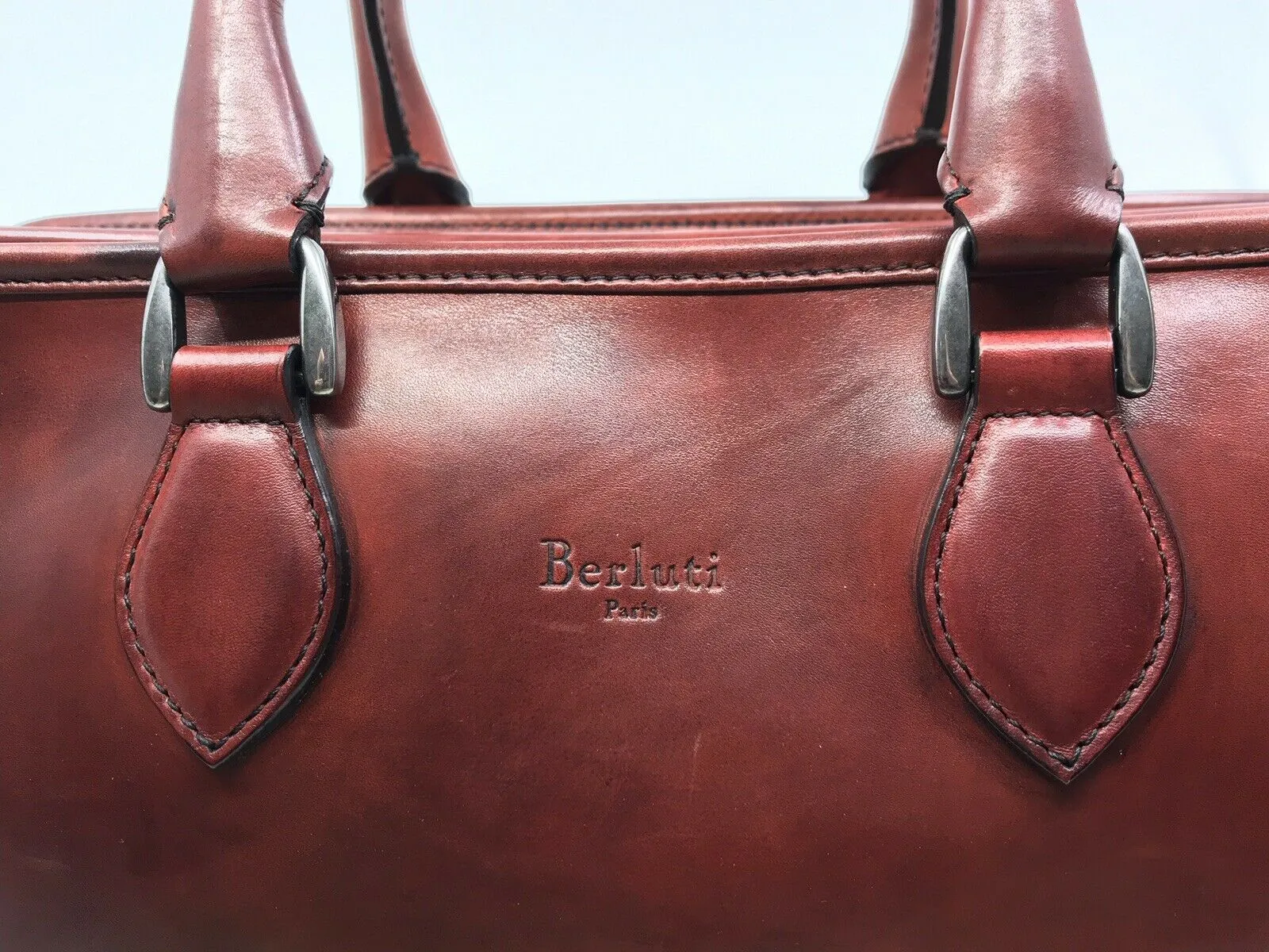 Deux Jours Large Leather Briefcase Vermillion