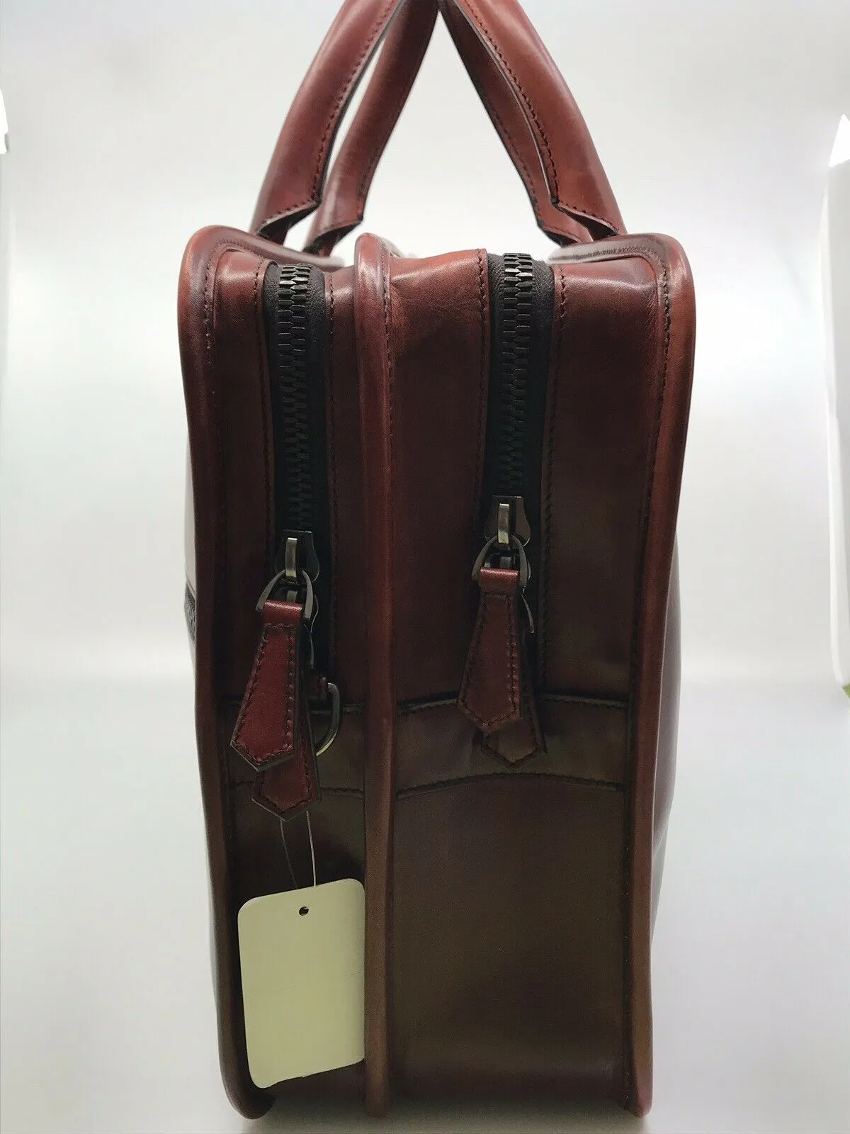 Deux Jours Large Leather Briefcase Vermillion