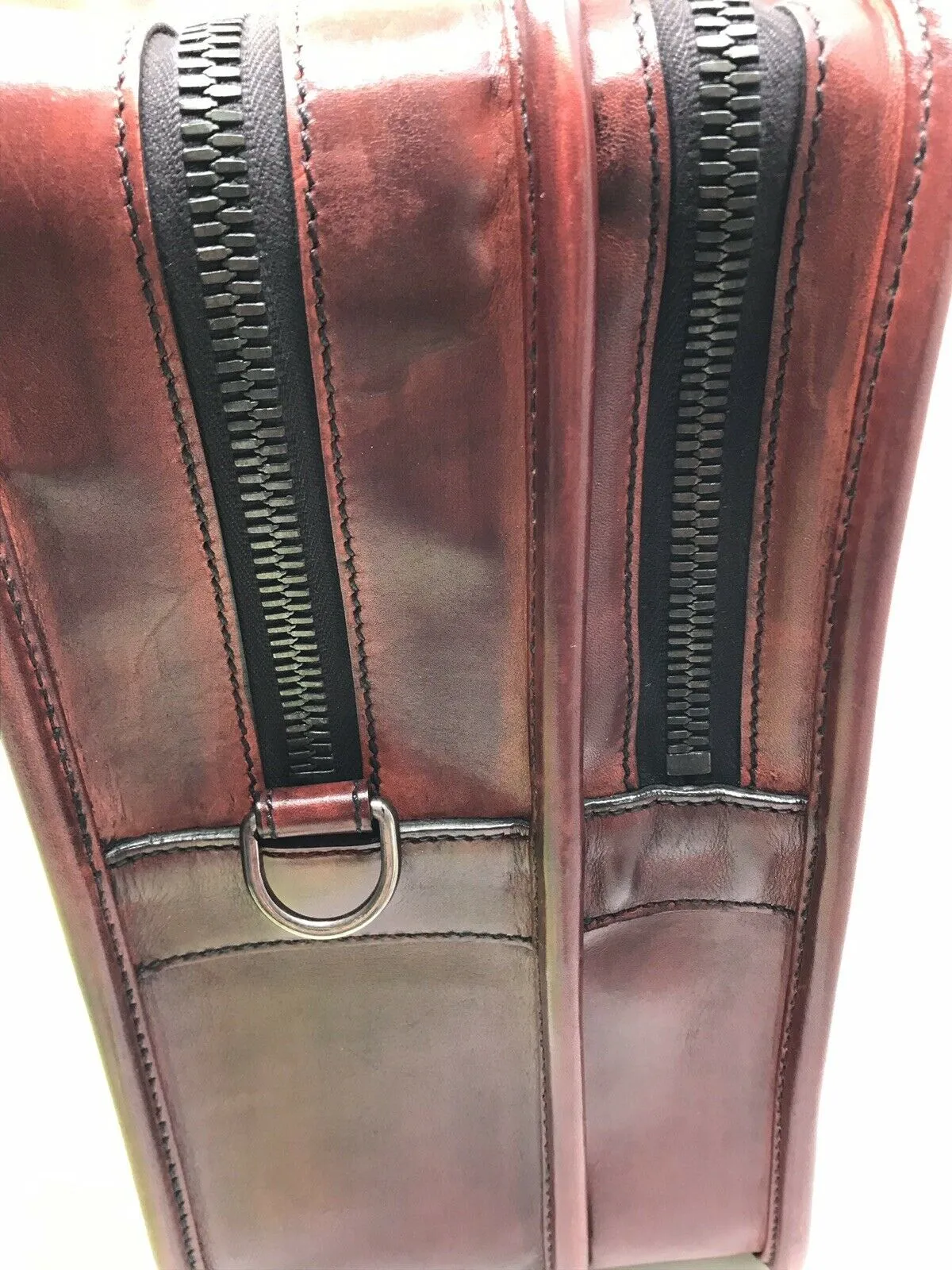 Deux Jours Large Leather Briefcase Vermillion