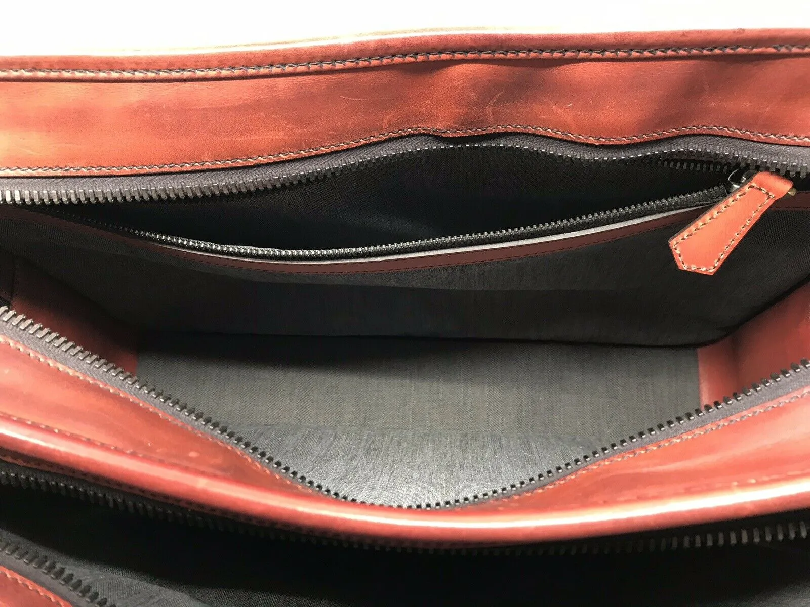 Deux Jours Large Leather Briefcase Vermillion