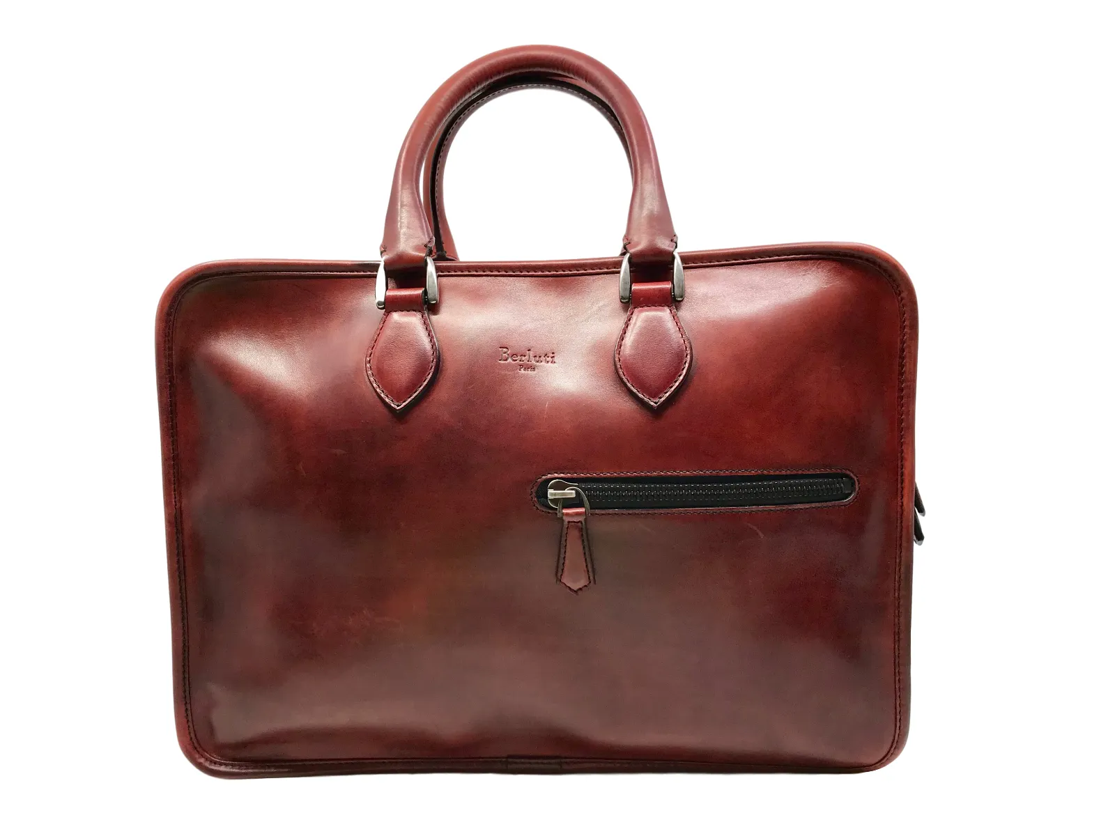 Deux Jours Large Leather Briefcase Vermillion