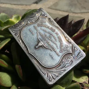 Edward H. Bohlin Hollywood California Sterling Silver Long Horn Money Clip MASSIVE