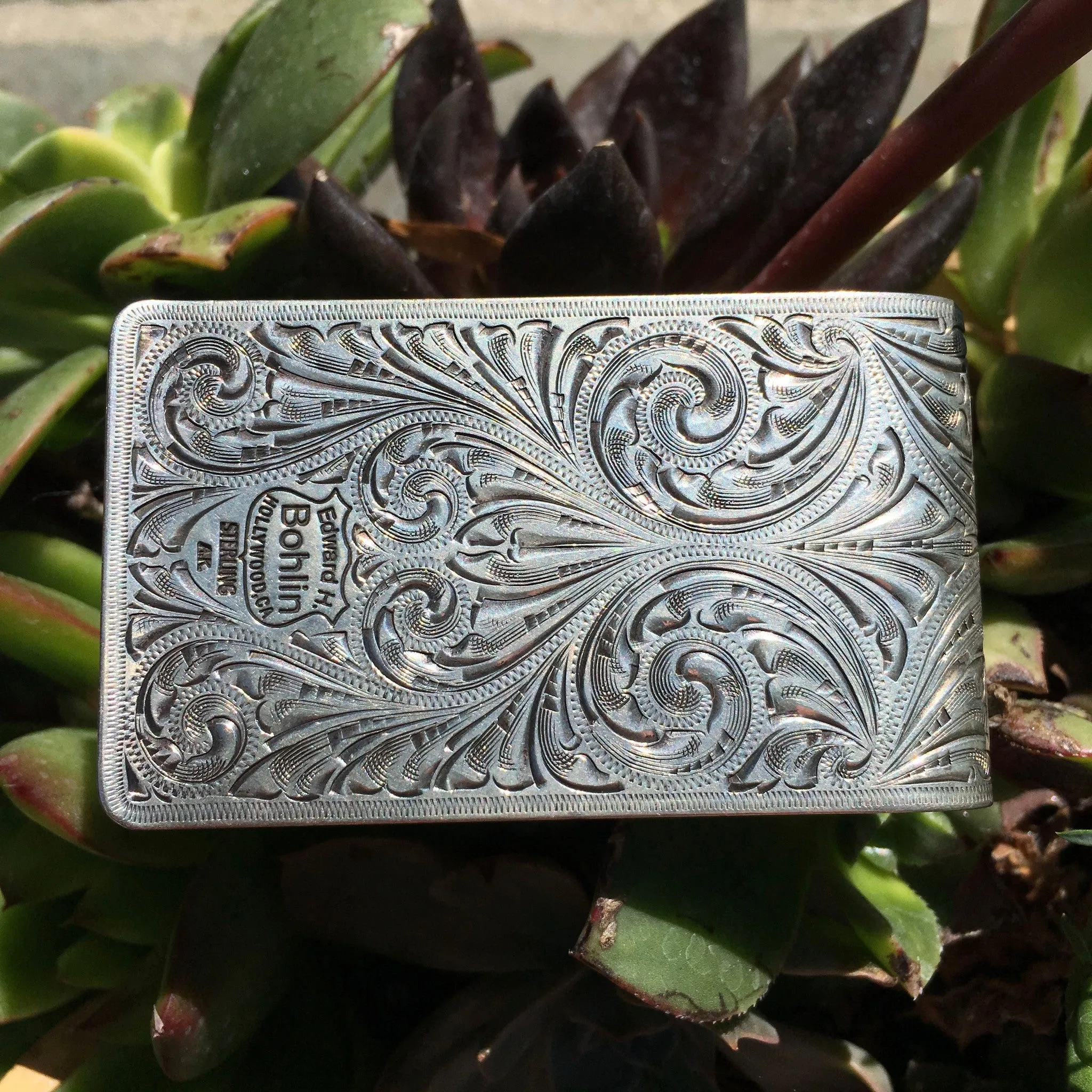 Edward H. Bohlin Hollywood California Sterling Silver Long Horn Money Clip MASSIVE