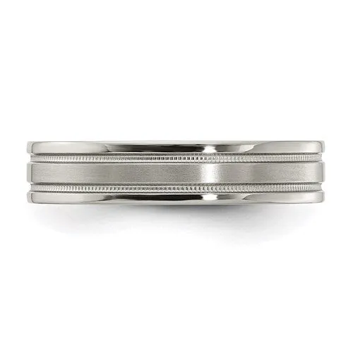 Edward Mirell Titanium Brushed And Polished Flat Milgrain 5mm Band