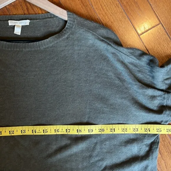 Eileen Fisher | 100% Linen Olive Green Lightweight Longsleeve Sweater Size Large