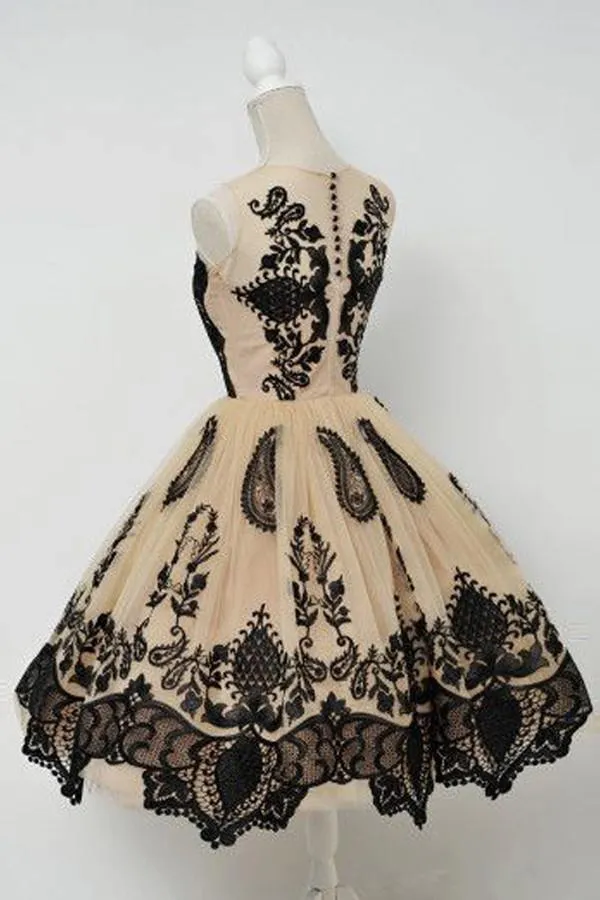 Elegant Jewel Ball Gown Homecoming Dress With Black Lace TR0115