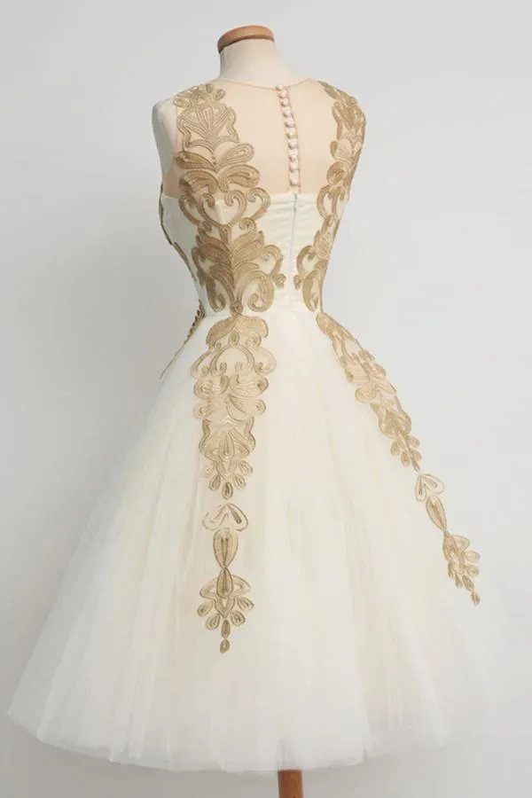 Elegant White Homecoming Dress Knee-Length With Lace TR0106