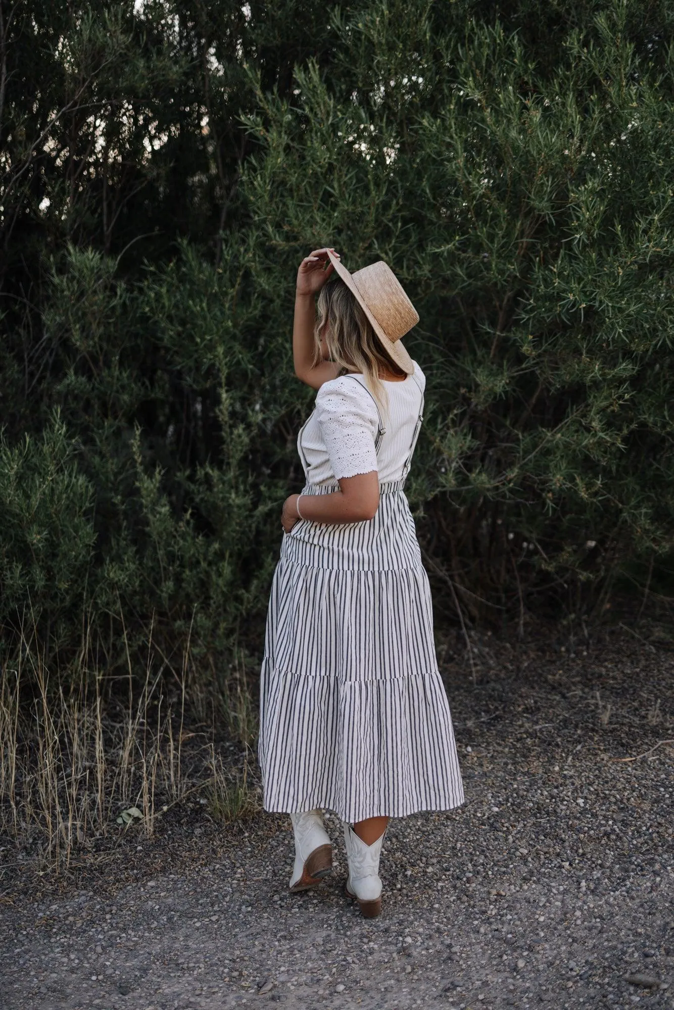 Elizabeth Overall Dress in Ivory Charcoal