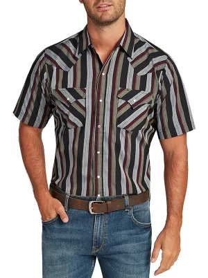 ELY WALKER MEN'S ASSORTED PLAID OR STRIPE SHORT SLEEVE PEARL SNAP WESTERN SHIRT