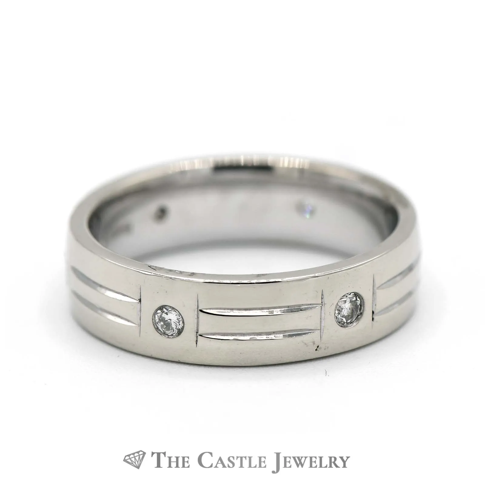 Eternity Diamond Wedding Band 6mm 1/4cttw Flat Set Diamonds in 14k White Gold