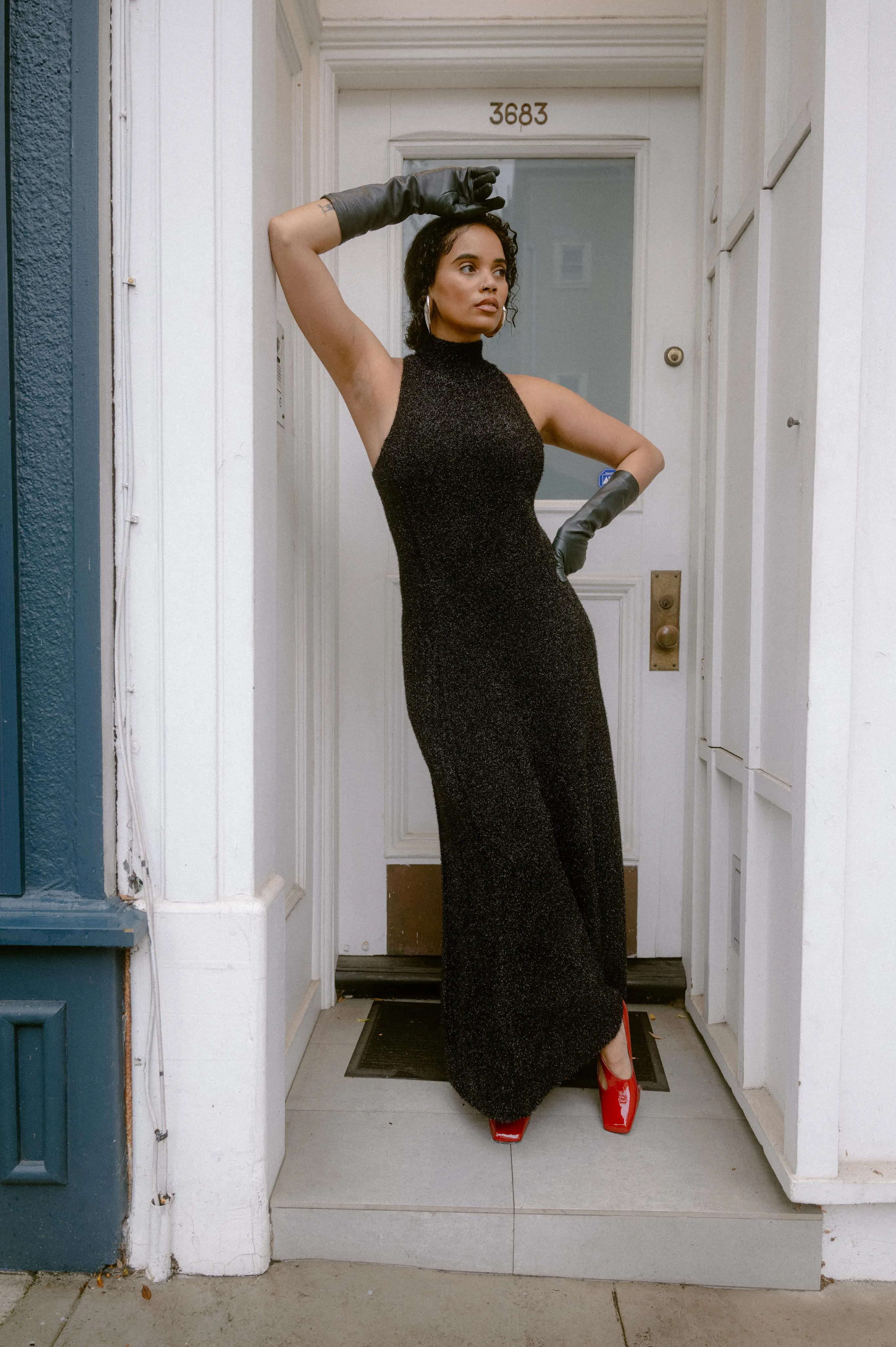 Exclusive Tinsel Mock Neck Knit Dress