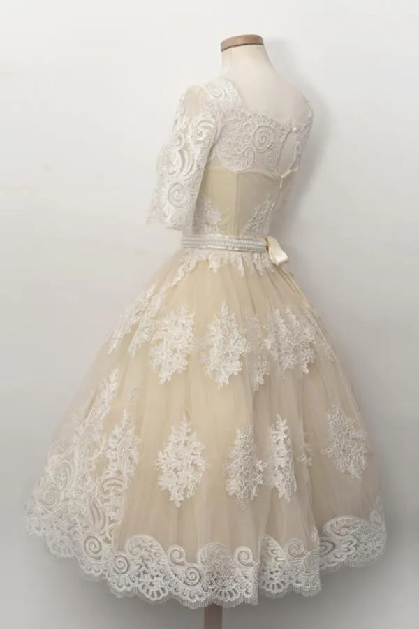 Fabulous Scalloped-Edge  Homecoming Dress With Lace Pearls TR0110