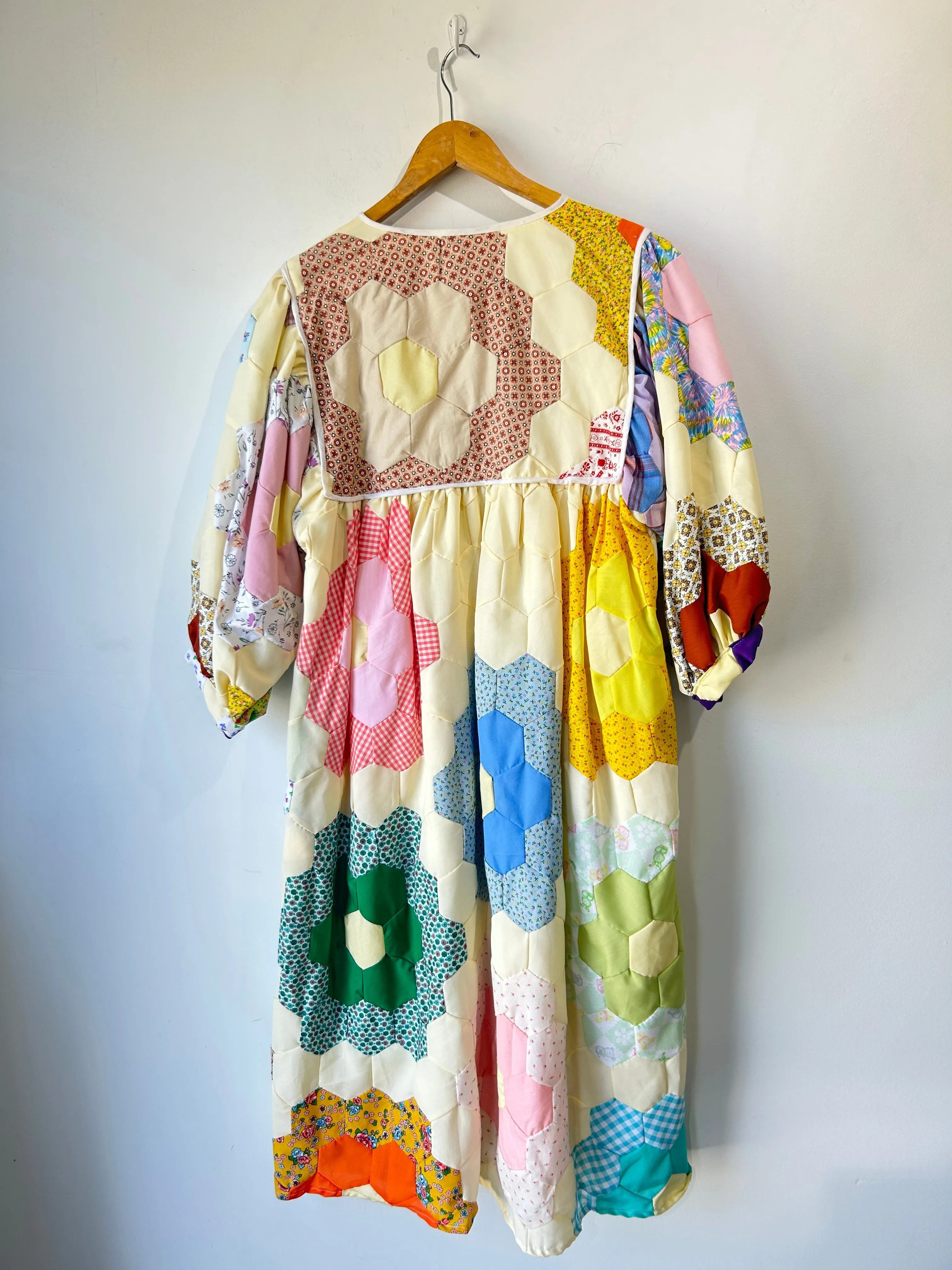 Farewell Frances Lucy Upcycled Honeycomb Patchwork Quilt Dress