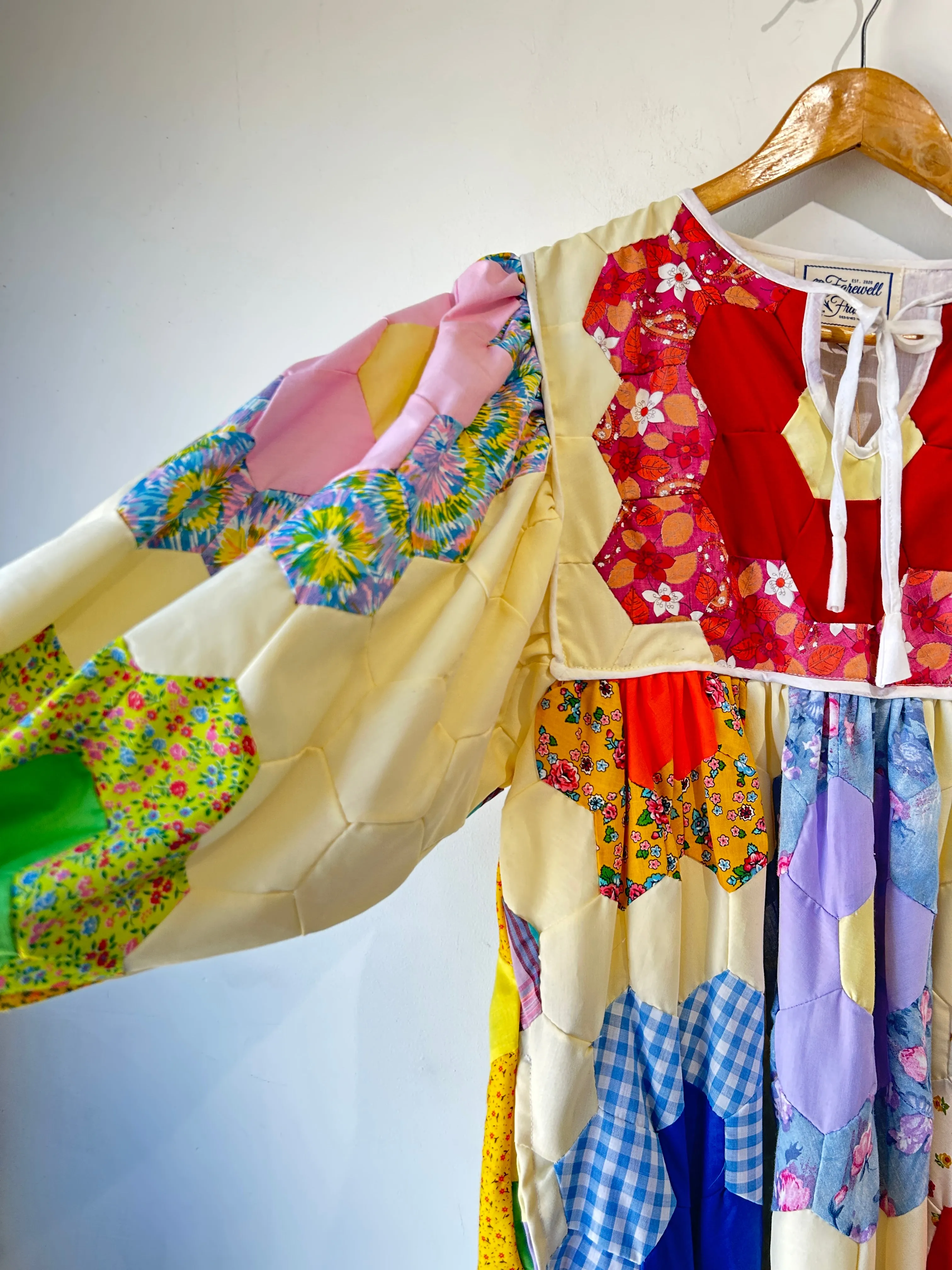 Farewell Frances Lucy Upcycled Honeycomb Patchwork Quilt Dress