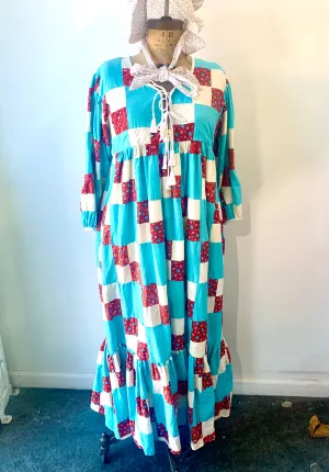 Farewell Francis Camilla Patchwork Dress - Aqua and Red