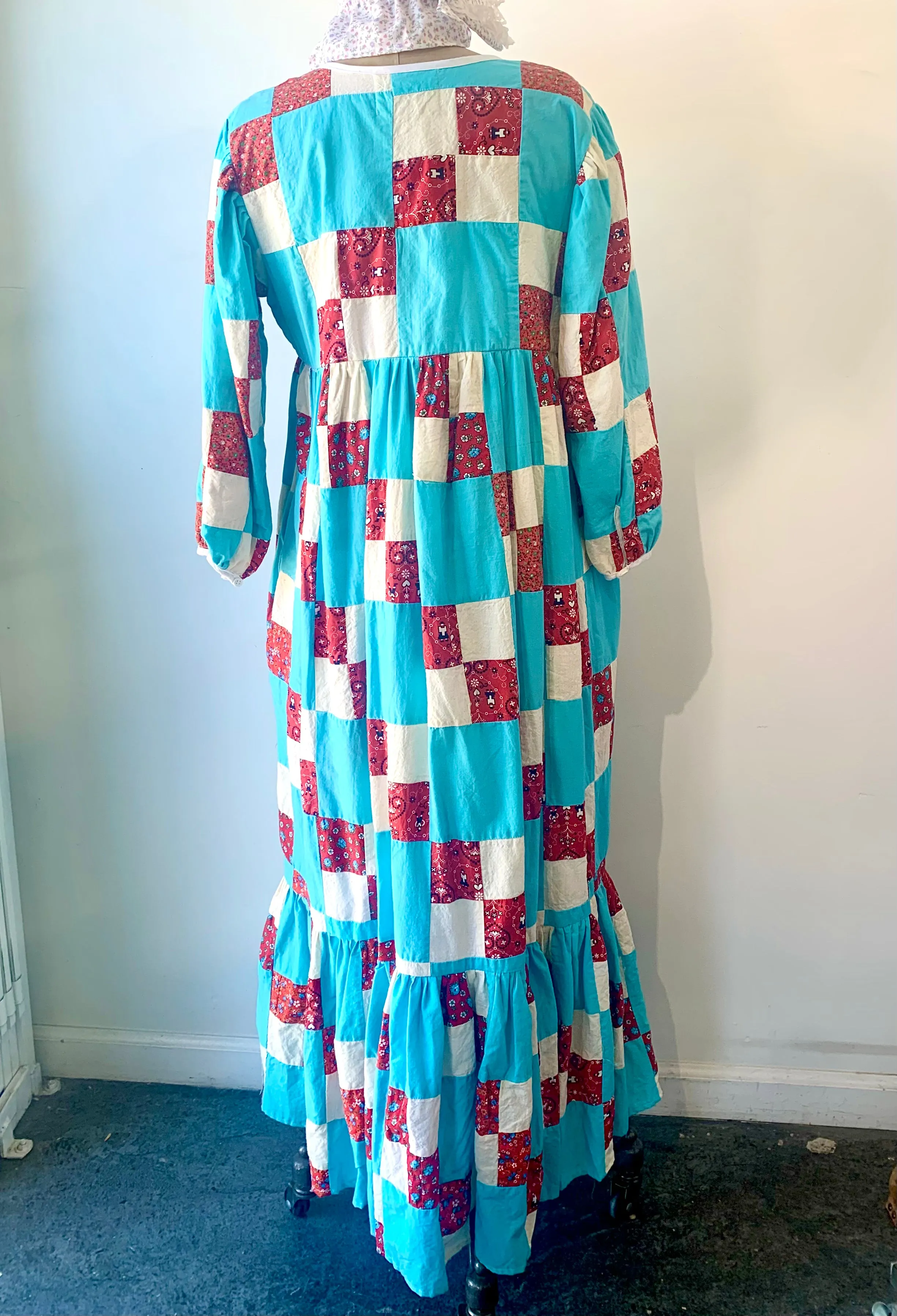 Farewell Francis Camilla Patchwork Dress - Aqua and Red