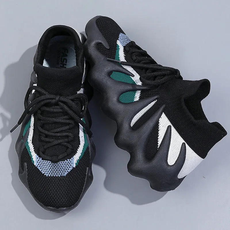 Fashion Casual Sportswear Bandage Patchwork Round Sport Running Shoes