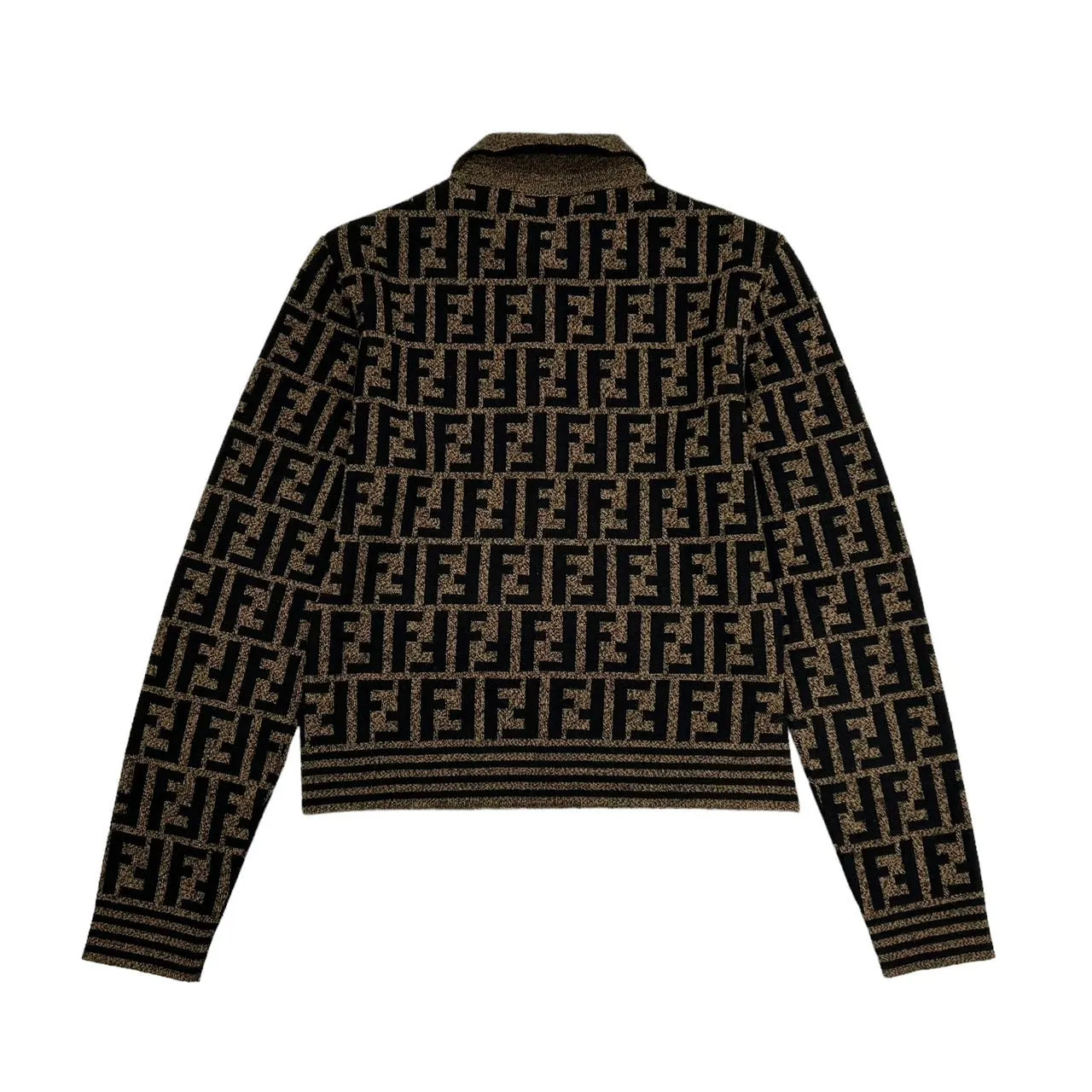Fendi Brown Logo Polo Sweater