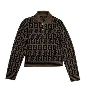 Fendi Brown Logo Polo Sweater