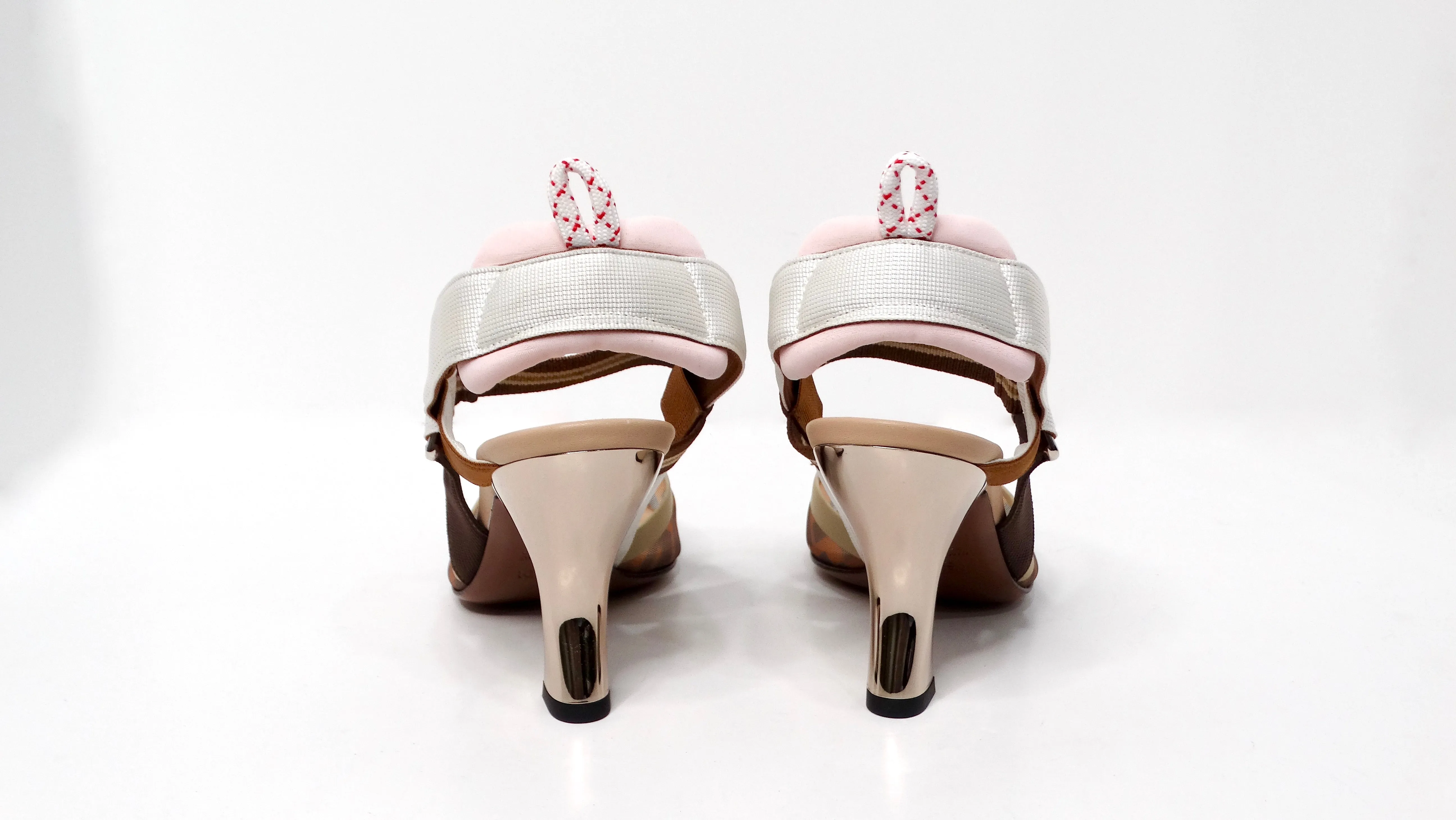 Fendi Tricolor Zucca Mesh & Leather Colibri Heels