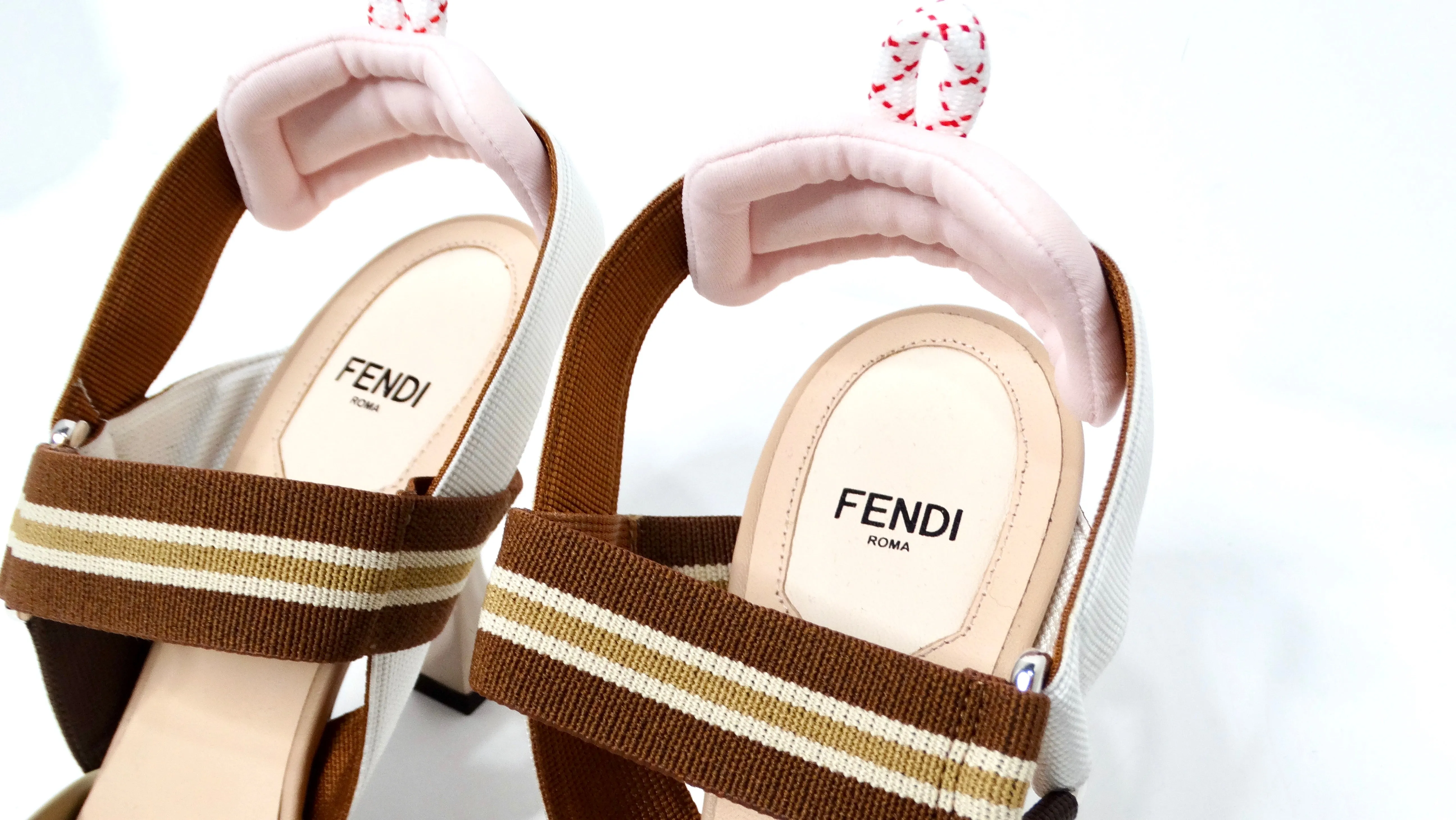 Fendi Tricolor Zucca Mesh & Leather Colibri Heels