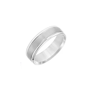 Fink's 14K White Gold Flat Round Edge Engraved Band