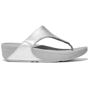 FitFlop Lulu Leather Toe Post Silver Sandals