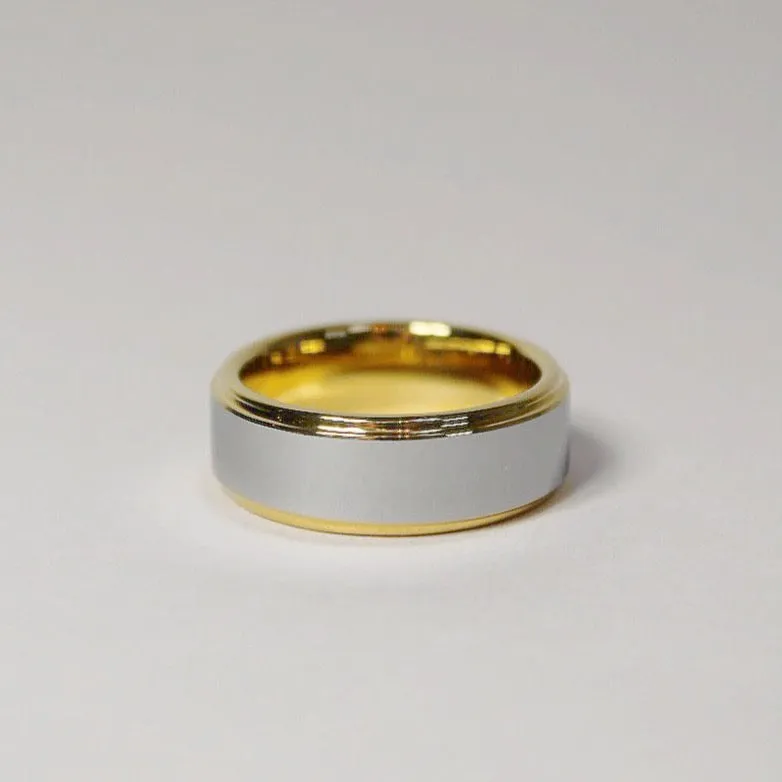 Flat Edge Tungsten Ring • 18K Gold PVD