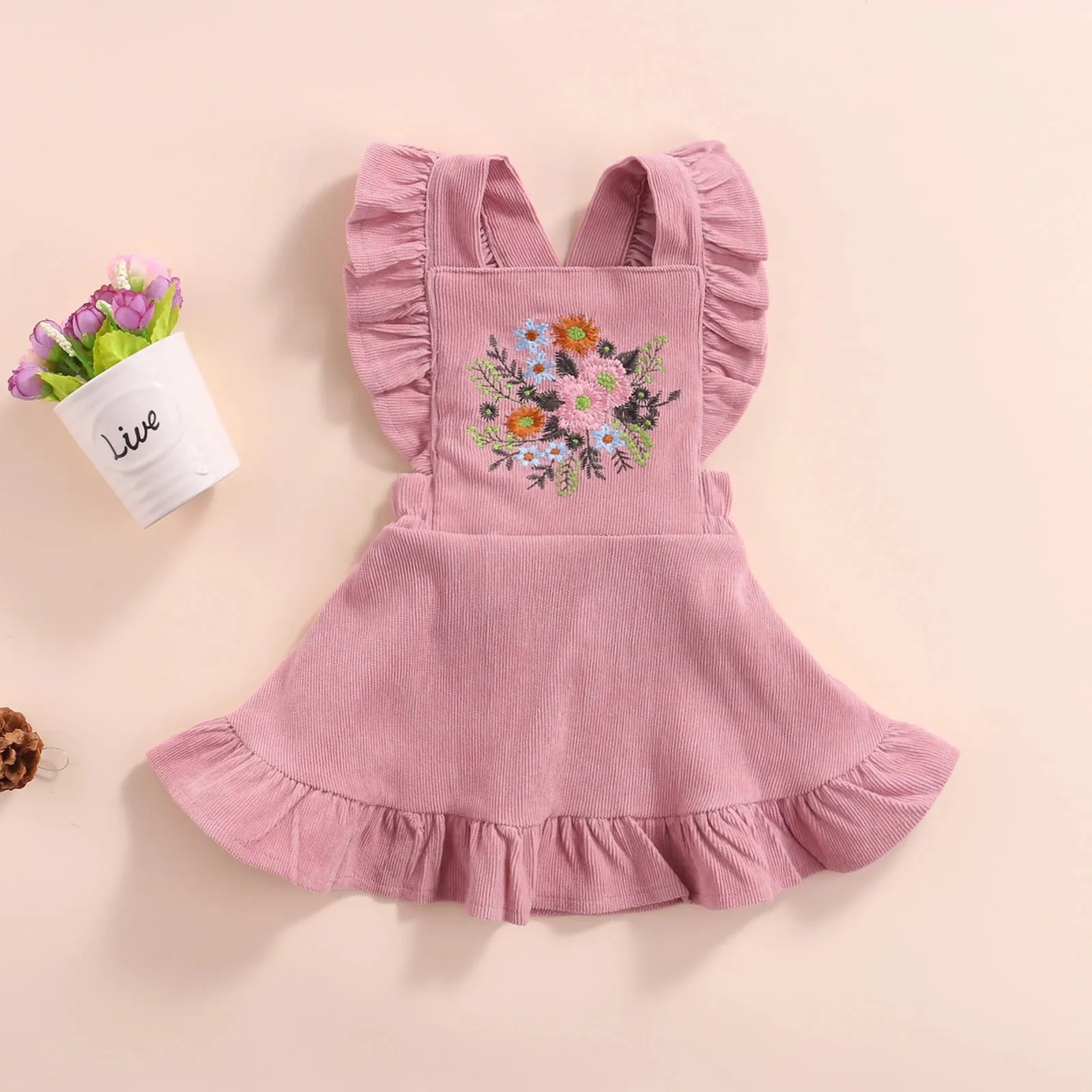 Flower Embroidered A-line Princess Dress