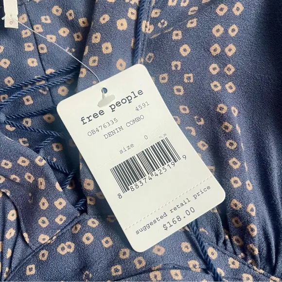Free People NWT Modern Kimono Maxi Dress Size 0 XS Blue