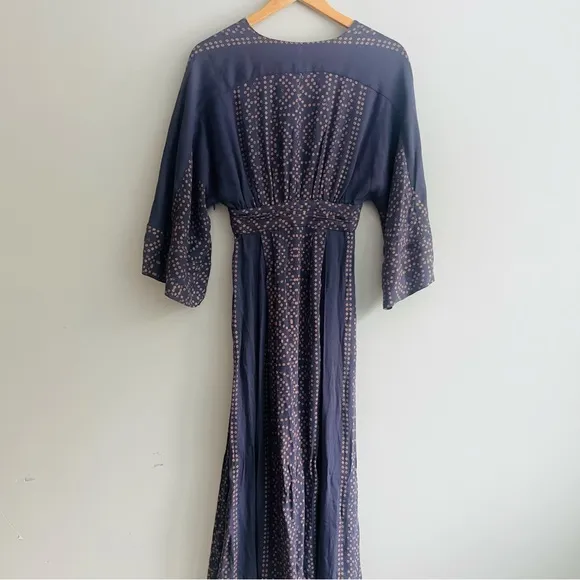 Free People NWT Modern Kimono Maxi Dress Size 0 XS Blue