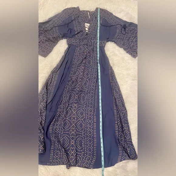 Free People NWT Modern Kimono Maxi Dress Size 0 XS Blue