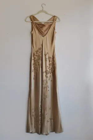 Gold Beaded Maxi Dress