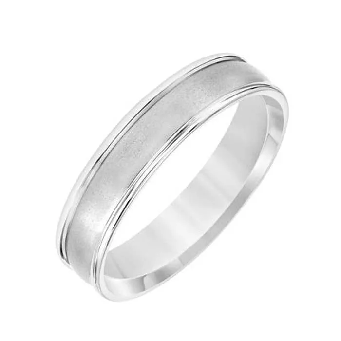 Goldman 5MM Men's Satin and Polished Wedding Band in Platinum