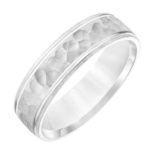 Goldman Men's 6MM Wedding Band with Brushed Stone Finish and Polished Sides in 14K White Gold