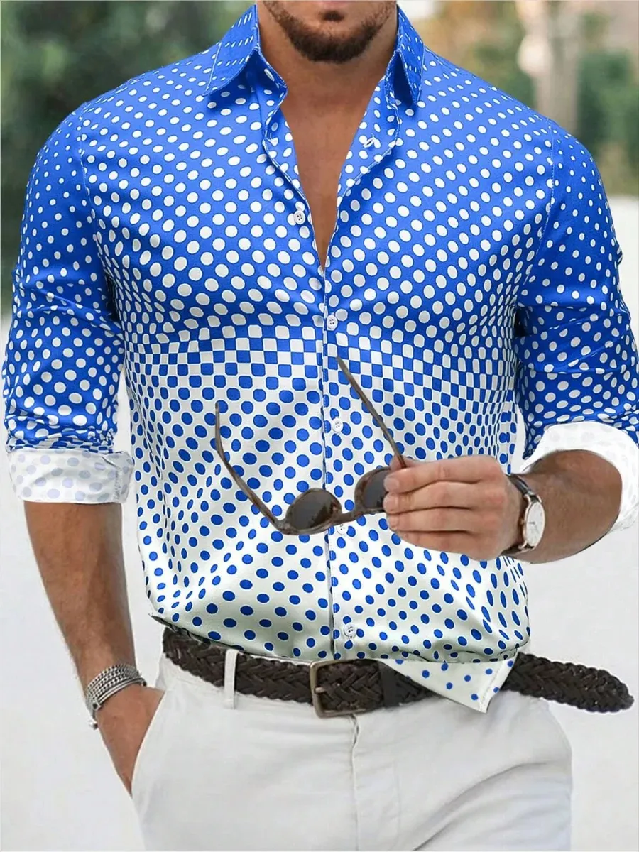 Gradient Luxe™ | Men's Long Sleeve Slim Fit Shirt | Lightweight Fabric, Button Closure & Stylish Gradient Design