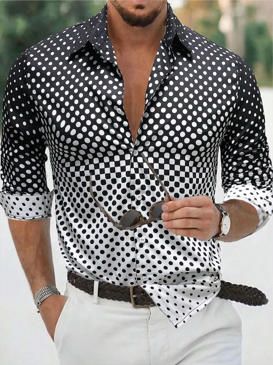 Gradient Luxe™ | Men's Long Sleeve Slim Fit Shirt | Lightweight Fabric, Button Closure & Stylish Gradient Design
