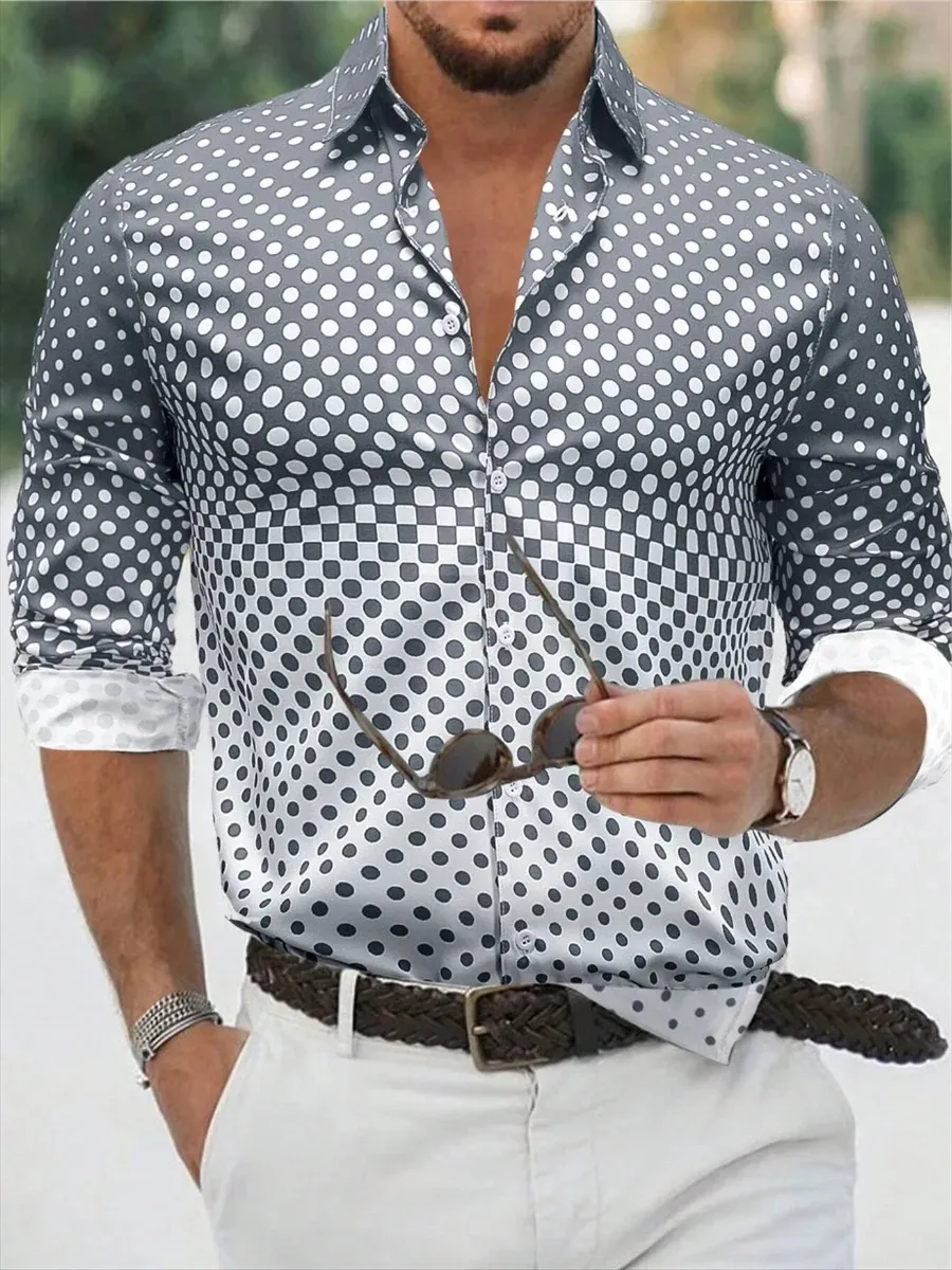 Gradient Luxe™ | Men's Long Sleeve Slim Fit Shirt | Lightweight Fabric, Button Closure & Stylish Gradient Design