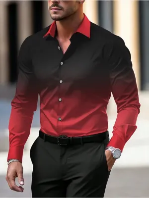Gradient Luxe™ | Men's Long Sleeve Slim Fit Shirt | Lightweight Fabric, Button Closure & Stylish Gradient Design