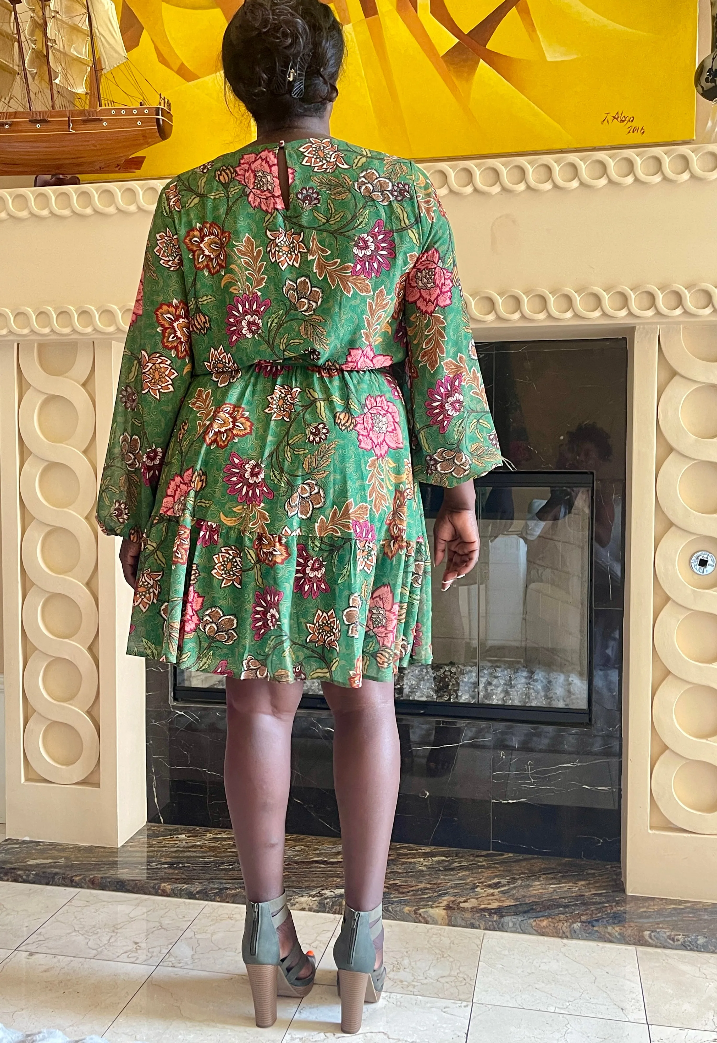 Green Woven Mini Dress