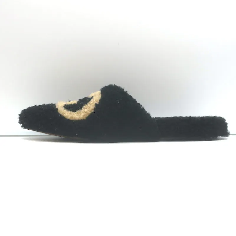 Gucci Eileen Interlocking GG Shearling Slippers Black Size 36.5 Flat Mules