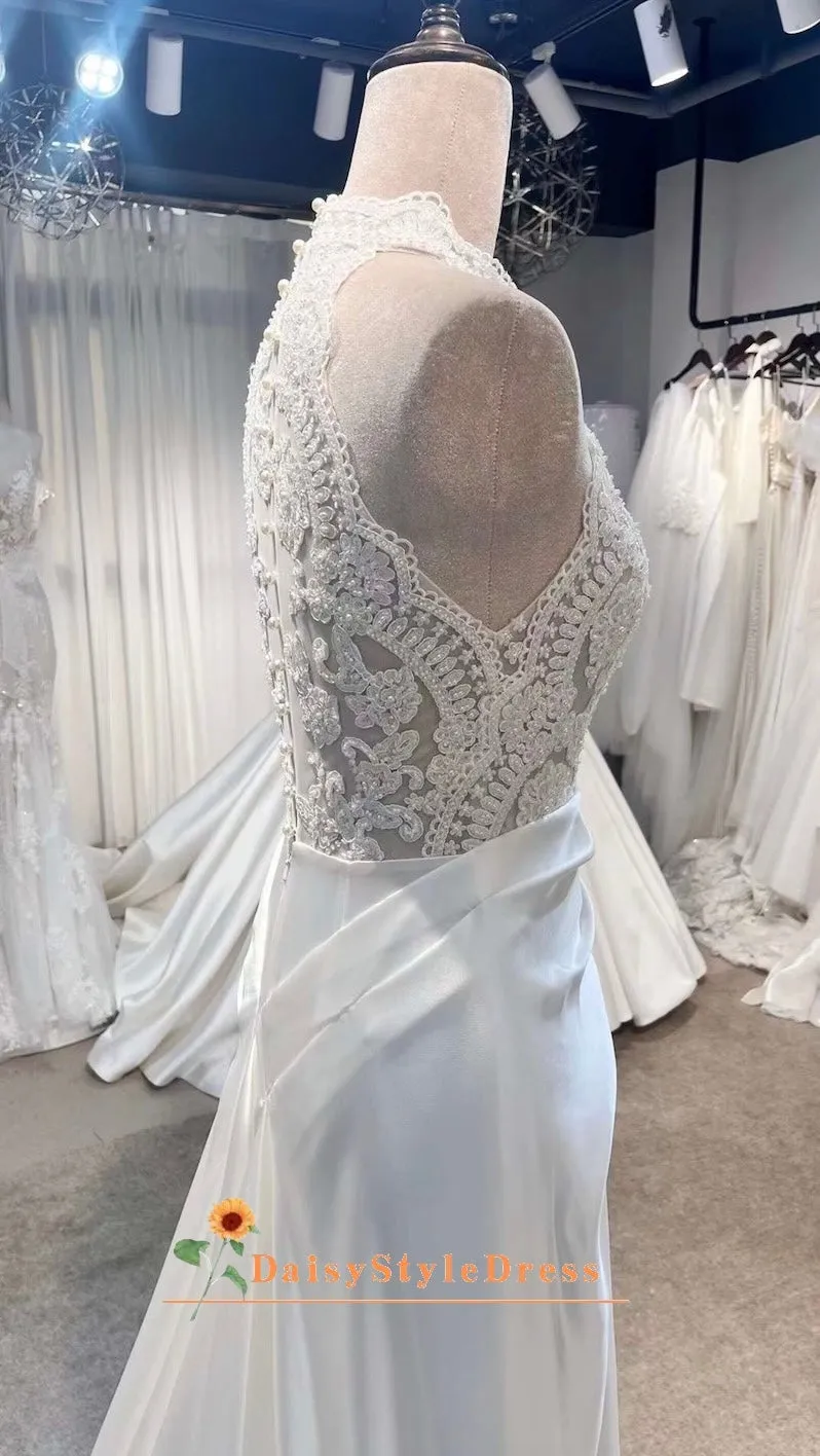 Halter Neckline Vintage Wedding Dress