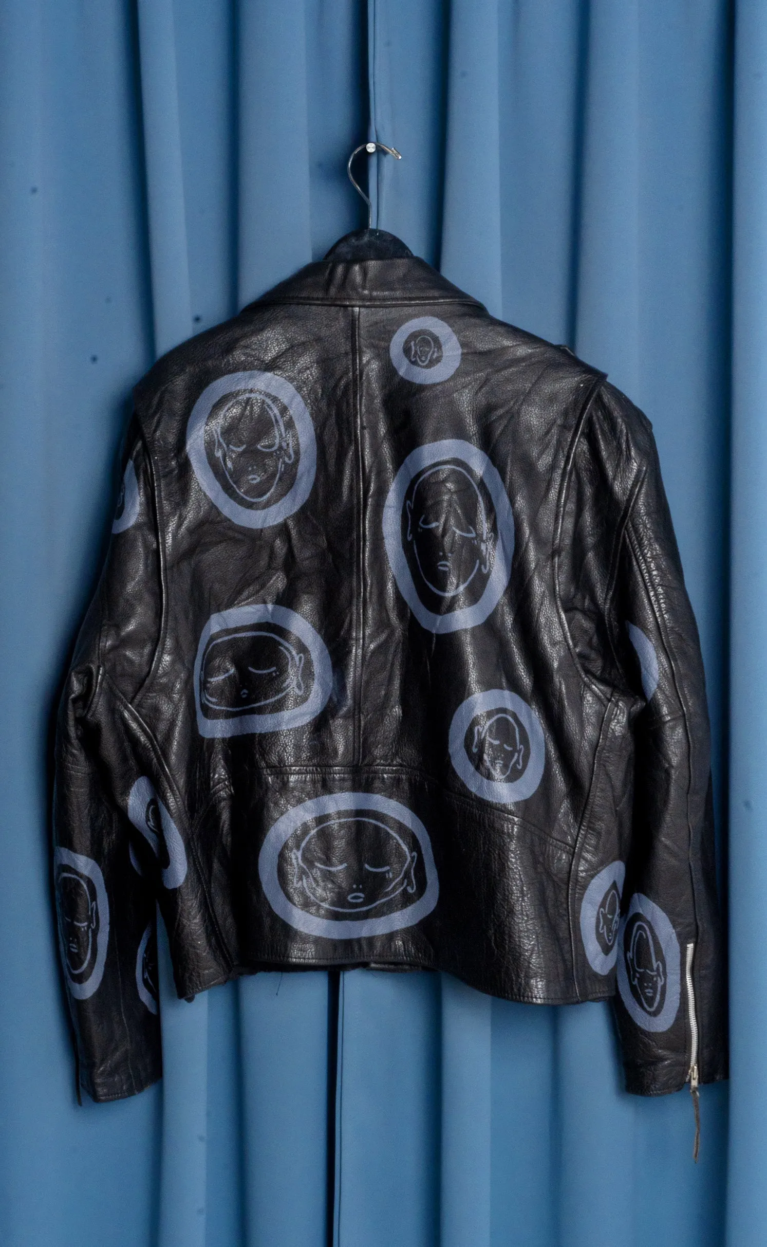 Hand Painted 'AOY' Leather Jacket - XL