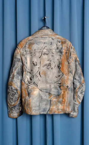 Hand Painted 'Tyler' Leather Jacket - XL