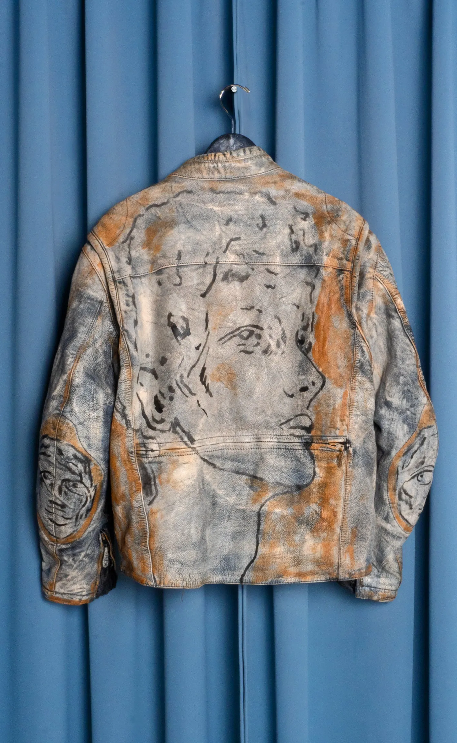 Hand Painted 'Tyler' Leather Jacket - XL