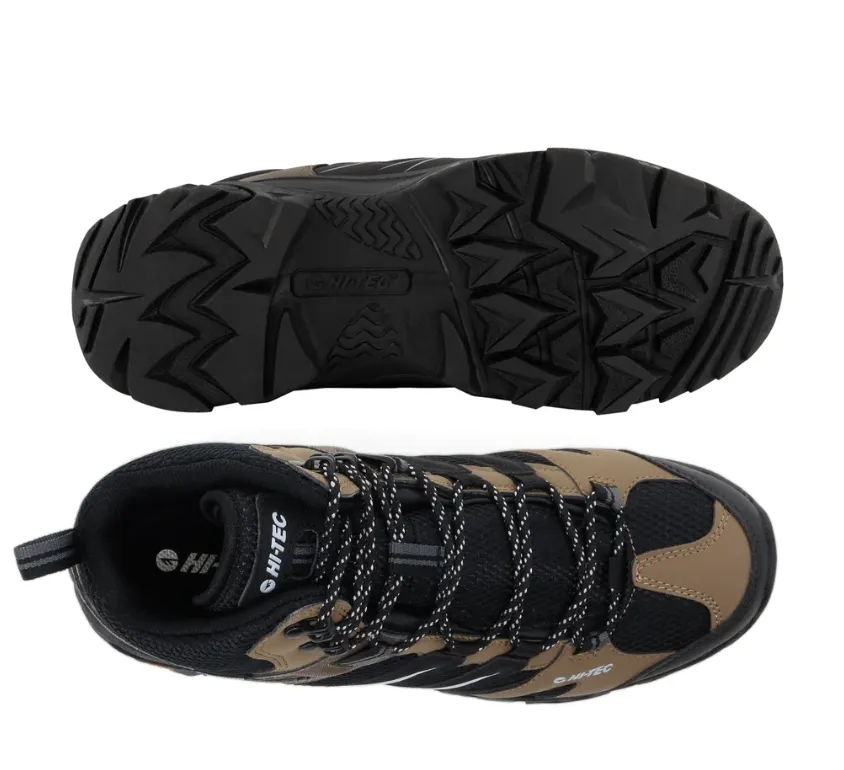 HI-TEC MEN'S TARANTULA WATERPROOF MID HIKING SHOES - TEAK / BLACK