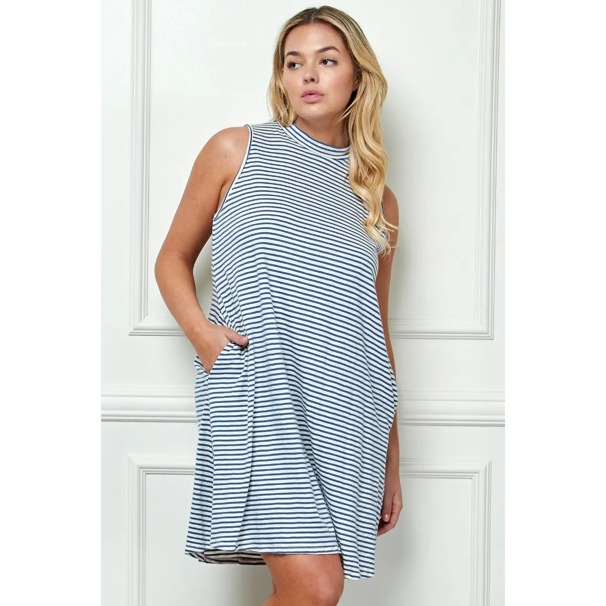 High Neck Tee Shirt Dress